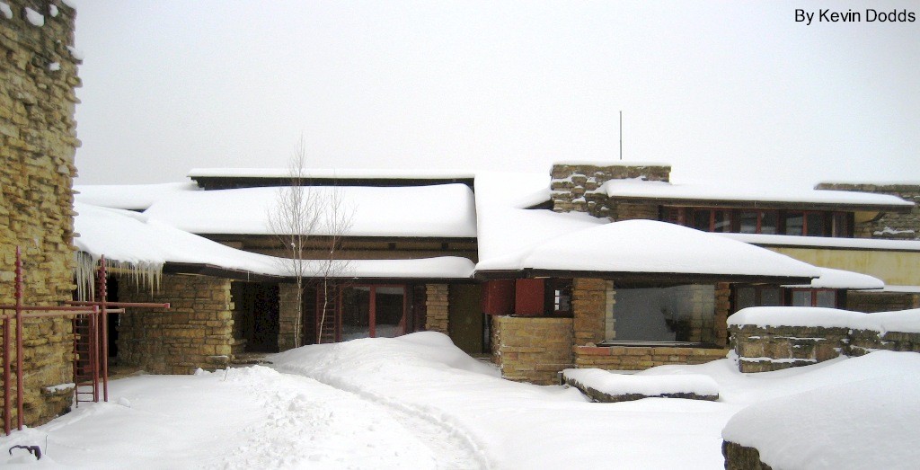 Photograph by Kevin Dodda of Taliesin in snow.