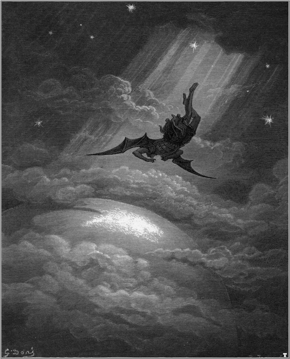 The fall of Lucifer depicted by Gustace Dore, 1866