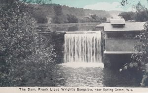 Dam, waterfall, and hydro-house at Frank Lloyd Wright's Taliesin