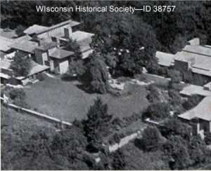 Aerial of Taliesin in summer, 1932-33. Cropped.
