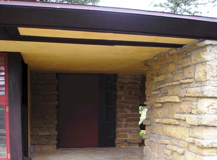 A red door at the alcove at Frank Lloyd Wright's Taliesin studio