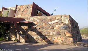Portion of the concrete and "desert masonry" vault at Taliesin West.
