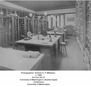 Black and white photograph of the Science Room at the Hillside Home School