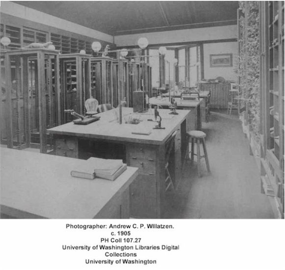 Black and white photograph of the Science Room at the Hillside Home School