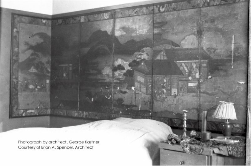 Looking (plan) northeast. Room later became the bedroom of William Wesley Peters.