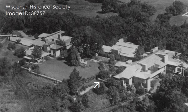 Aerial of Taliesin, in the summer.