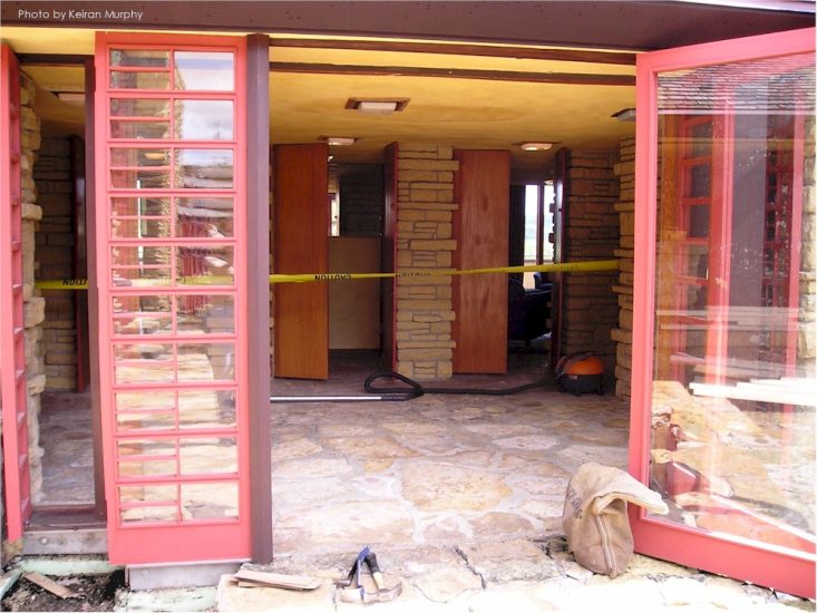 Looking (plan) east at the Entry Foyer of Taliesin near the end of the project