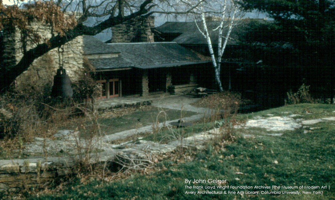 Color photograph from Taliesin's Hill Crown to its Living Quarters. 1947-1952.