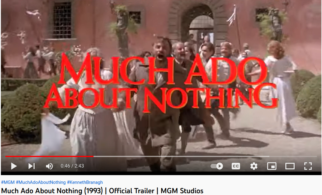 Screen capture from the 1993 movie of Shakespeare's "Much Ado About Nothing"