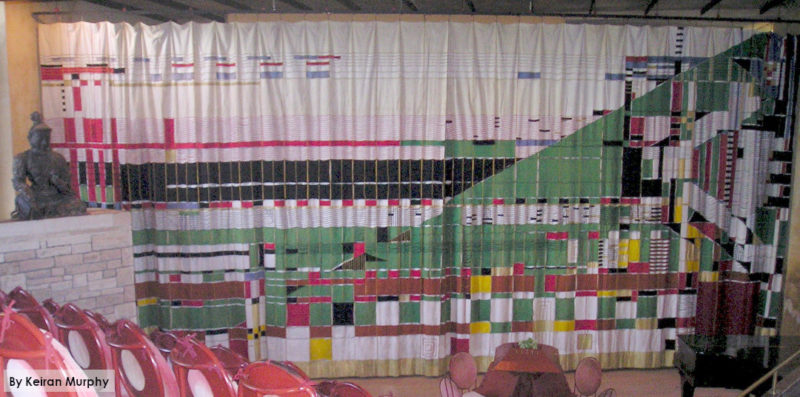Photograph of the curtain in Frank Lloyd Wright's Hillside Theater.