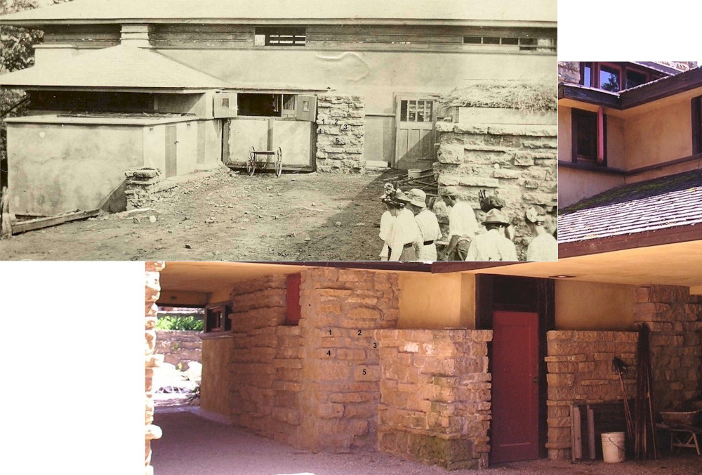Photographic comparison between 1914 Taliesin photograph, and digital photograph from 2004.