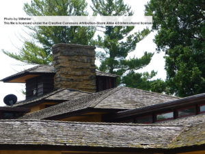 Photograph of Taliesin roofs taken on July 4, 2018.