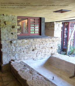 Photograph of pool next to the "Little Kitchen" at Taliesin. Taken on July 4, 2018.