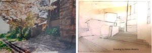 Photo and drawing of Taliesin's Entry Steps by Keiran Murphy.