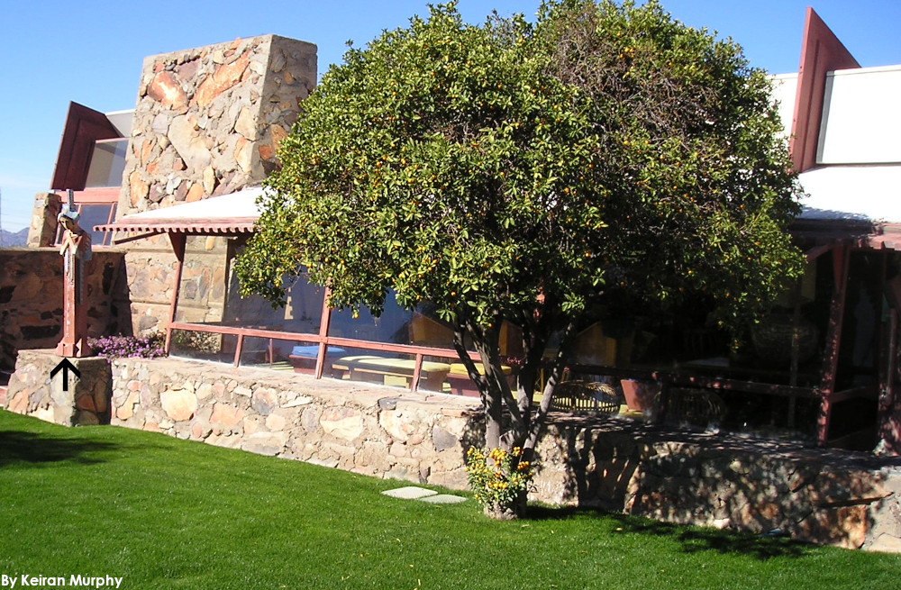 Photograph by Keiran Murphy of the exterior of the Garden Room at Frank Lloyd Wright's Taliesin West.