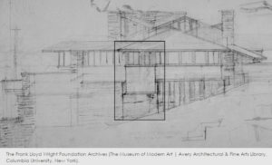 Elevation showing Frank Lloyd Wright's Wisconsin Home and Studio, Taliesin.