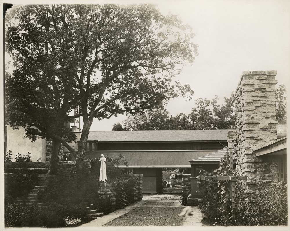 Photograph looking west in Taliesin's Garden Court (then the forecourt).