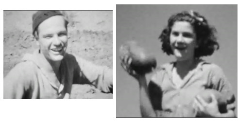 Screenshots of William Wesley Peters and Svetlana Wright Peters in 1933 film by Alden B. Dow.