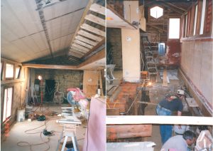 Reconstruction of Taliesin's Front Office in 1999. Photograph by member of the preservation department.