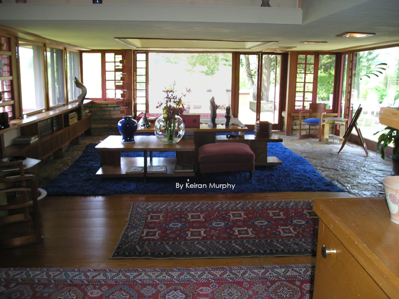Photograph by Keiran Murphy looking at Frank Lloyd Wright's study area after opening the season tours at Taliesin.