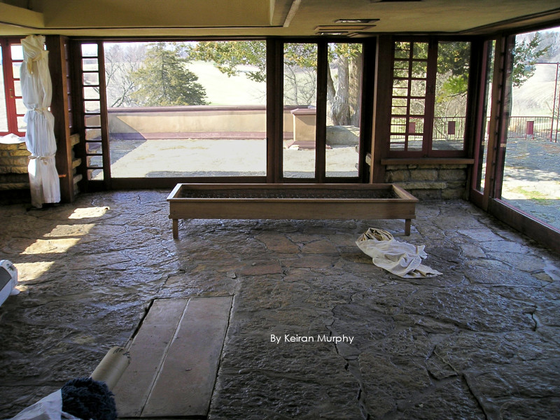 Photograph by Keiran Murphy looking at Frank Lloyd Wright's study area before opening the season tours at Taliesin.